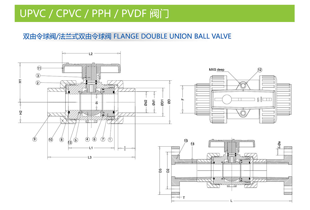 PVC兩通球閥結(jié)構(gòu)圖